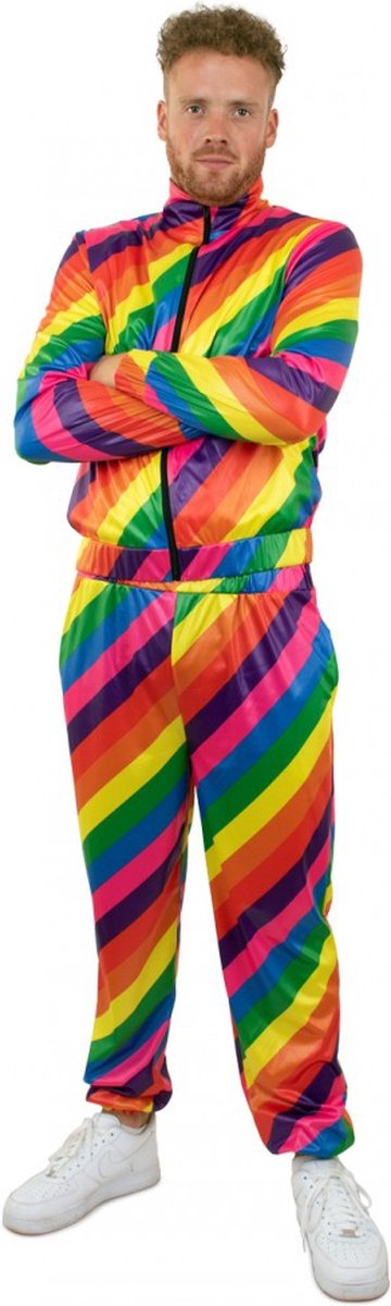 Grappig & Fout Kostuum | Rennen Over De Regenboog | Man | Extra Small | Carnaval kostuum | Verkleedkleding